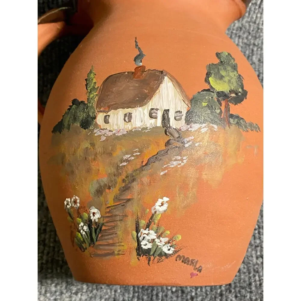 Royal Barum Ware  by C. H. Brannam England Red Terra-cotta Pitcher Hand Painted